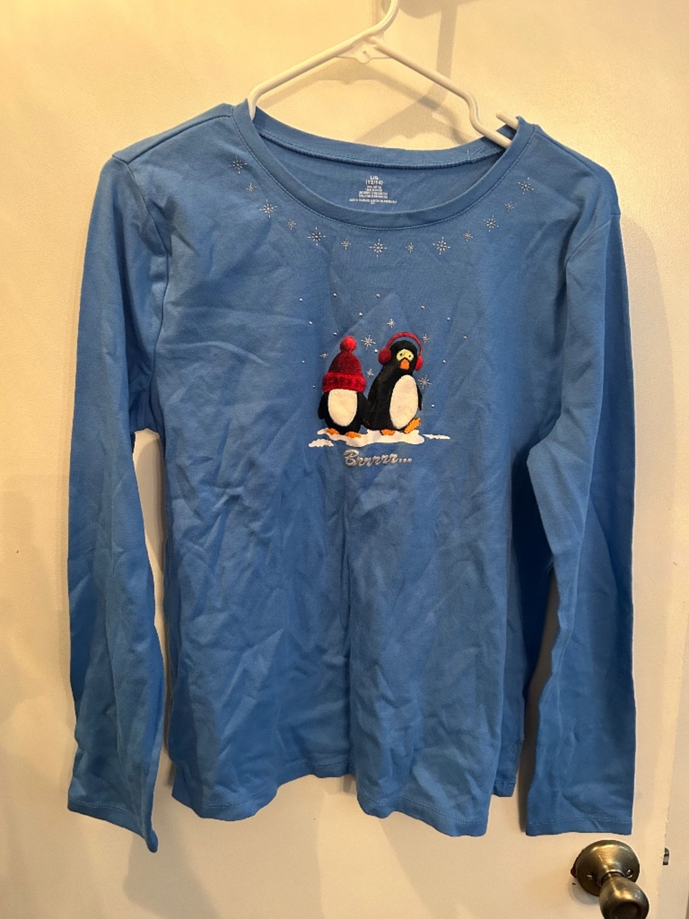 Large Blue Long Sleeves with Penguins